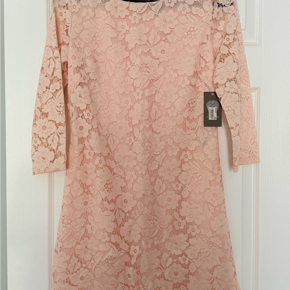 New Vince Camuto Elegant Lace Balet Pink Dress, size 10 on tag, but fits 8!
